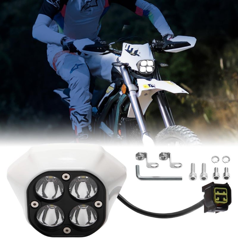 URLWALL Upgraded Headlight for Sur Ron Ultra Bee, Plug N Play LED Headlight Front Lamp Light With Mounting Bracket, Square Four Bulbs Headlamp & Assemblies for Sur ron, 3 Modes - Image 1